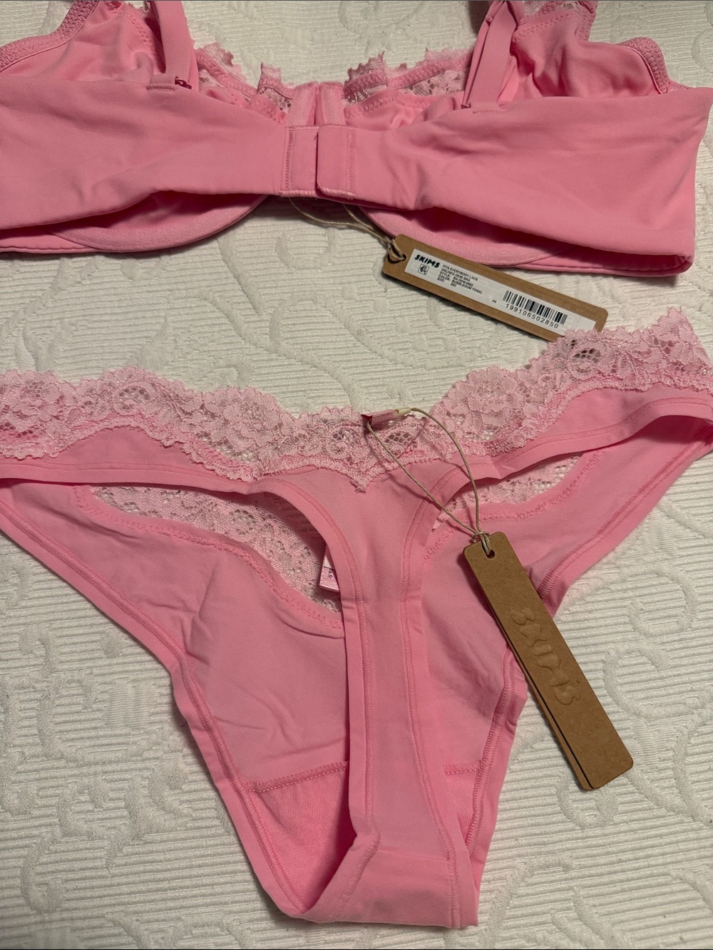 SKIMS fit everybody lace unlined Demi bra and lace dipped thong. NWT 36D and Med - Picture 8 of 8